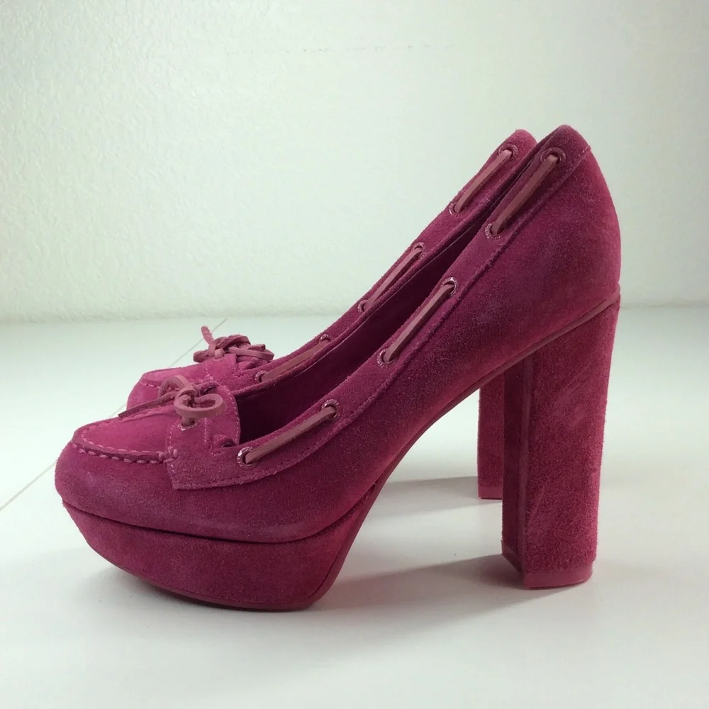 Pink Top-sider Jeffrey Barbie Platform Retro Magenta Suede Chunky Heels